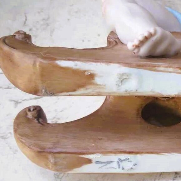 Vintage Capodimonte Porcelain Bisque Figurine Boy on Sledge by Tiche Tosca Italy - Picture 8 of 8